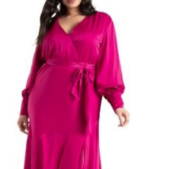 ELOQUII Satin Maxi Dress - 26, Magenta $150 - Picture 2 of 12